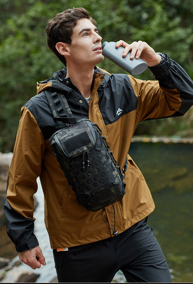 Men's Shoulder Crossbody Bag Outdoor Tactical Backpack Multifunctional Chest Bag Hiking Mountaineering Slingshot Bag