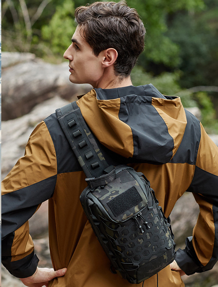 Men's Shoulder Crossbody Bag Outdoor Tactical Backpack Multifunctional Chest Bag Hiking Mountaineering Slingshot Bag