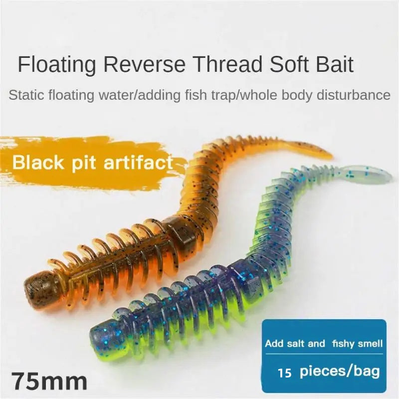 8-15Pcs Floating Worm Lure 6.5/7.5/8.5cm Pin Tail Lures Colorful for Bass Carp Trout